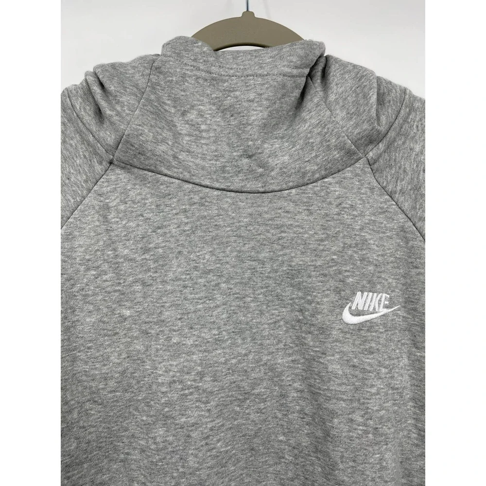 SOLD Nike Womens Gray Heather Essential Funnel Neck Hooded Sweatshirt Pullover - Picture 3 of 14